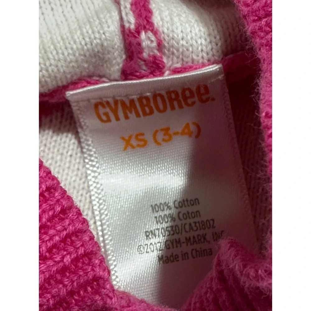 Gymboree Girls Hooded Sweater Size XS (3/4) Pink Daisies Button Up Polka Dot EUC